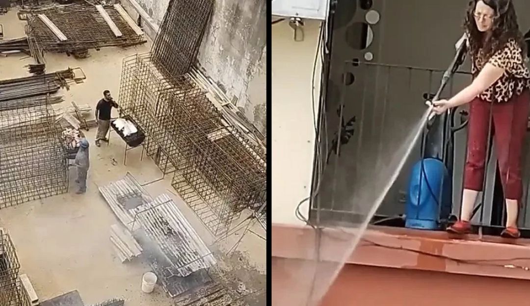 ¿Agua fiestas?: Desde un balcón mujer apagó asado de sus vecinos ¿Agua fiestas?: Desde un balcón mujer apagó asado de sus vecinos