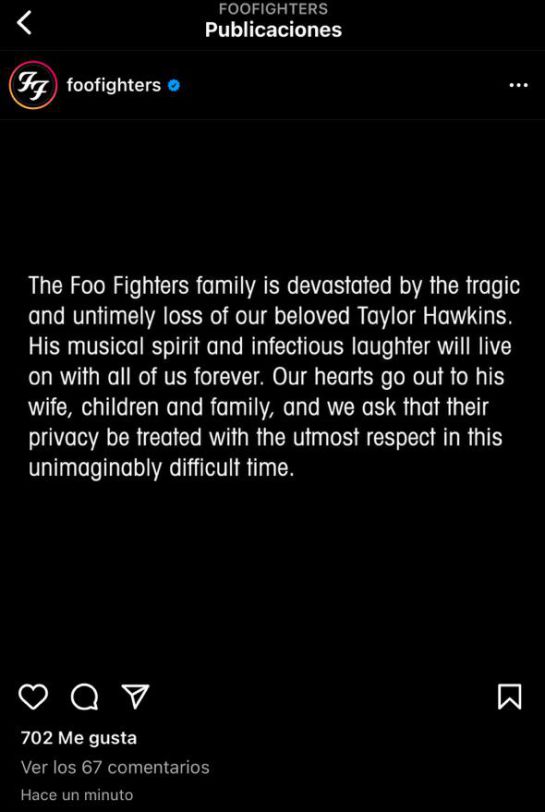 Instagram de Foo Fighters. Instagram de Foo Fighters.