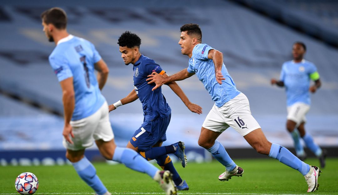 Luis Díaz en la acción del gol contra el Manchester City en la Champions League del 2020 Luis Díaz en la acción del gol contra el Manchester City en la Champions League del 2020