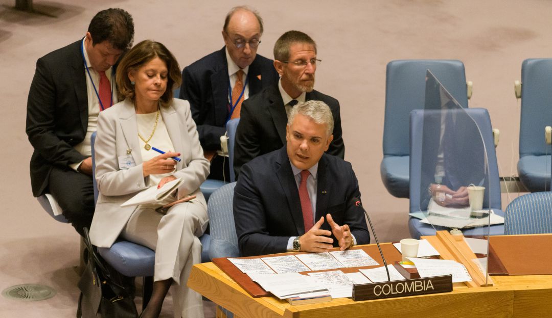 El presidente Iván Duque en su intervención en el Consejo de Seguridad El presidente Iván Duque en su intervención en el Consejo de Seguridad