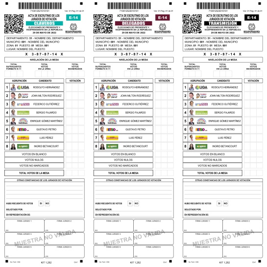 Oficial: así quedaron los tarjetones electorales para la primera vuelta Oficial: así quedaron los tarjetones electorales para la primera vuelta