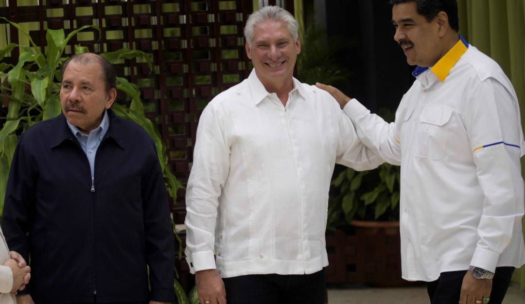 De izquierda a derecha, los presidentes Daniel Ortega (Nicaragua), Miguel Díaz-Canel (Cuba) y Nicolás Maduro (Venezuela). Foto: Getty De izquierda a derecha, los presidentes Daniel Ortega (Nicaragua), Miguel Díaz-Canel (Cuba) y Nicolás Maduro (Venezuela). Foto: Getty
