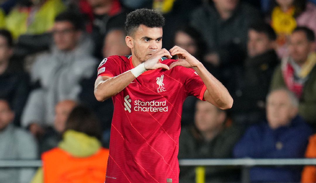 Luis Díaz tras anotar gol con Liverpool en Champions League Luis Díaz tras anotar gol con Liverpool en Champions League