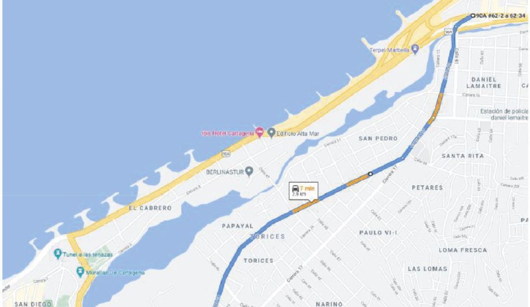 Su recorrido será en la calzada occidental de la Avenida Santander, entre calle 41, Las Tenazas – Puente de retorno del túnel de Crespo. Su recorrido será en la calzada occidental de la Avenida Santander, entre calle 41, Las Tenazas – Puente de retorno del túnel de Crespo.