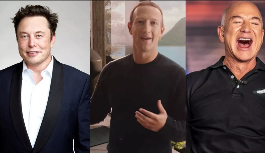 Elon Musk, Jeff Bezos y Mark Zuckerberg Elon Musk, Jeff Bezos y Mark Zuckerberg