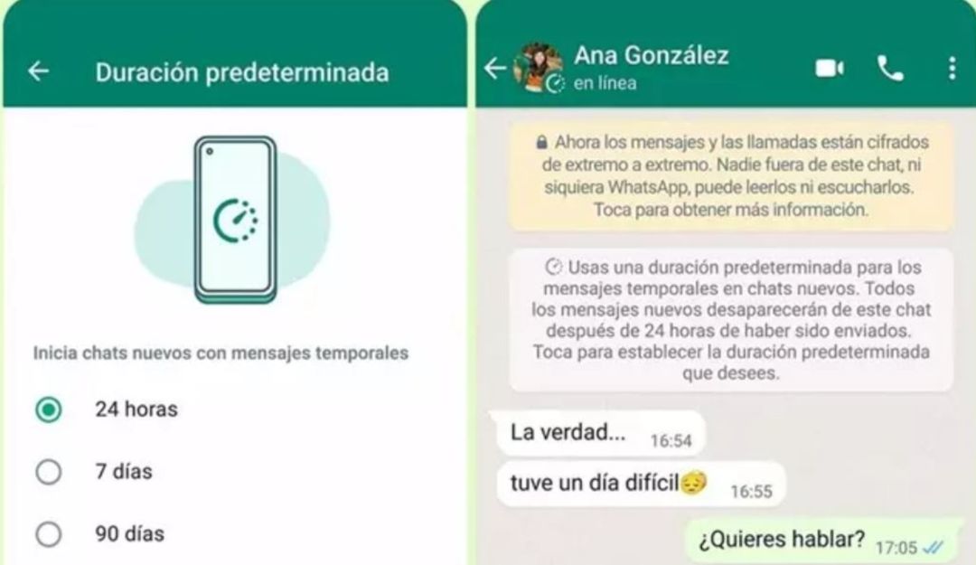 La opción de mensajes temporales de WhatsApp La opción de mensajes temporales de WhatsApp