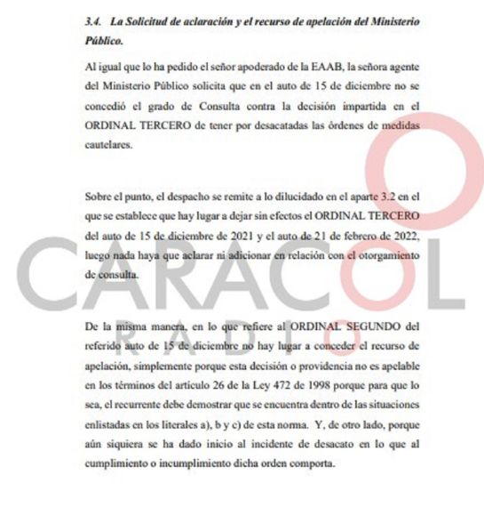 Auto del Tribunal Administrativo de Cundinamarca el 23 de febrero. Auto del Tribunal Administrativo de Cundinamarca el 23 de febrero.