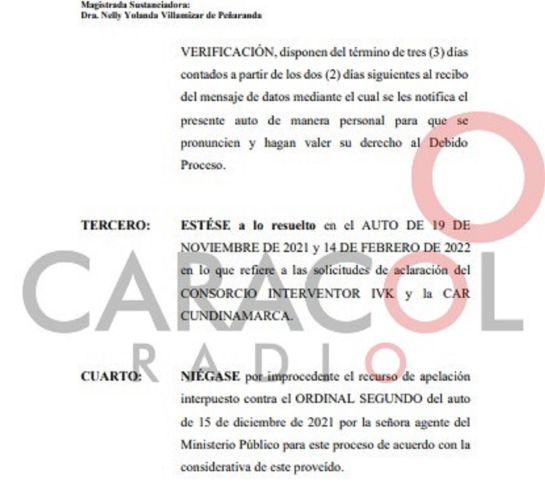 Auto del Tribunal Administrativo de Cundinamarca el 23 de febrero. Auto del Tribunal Administrativo de Cundinamarca el 23 de febrero.