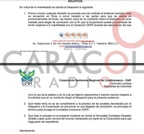 CAR de Cundinamarca realiza prórroga de pago al contratista. CAR de Cundinamarca realiza prórroga de pago al contratista.