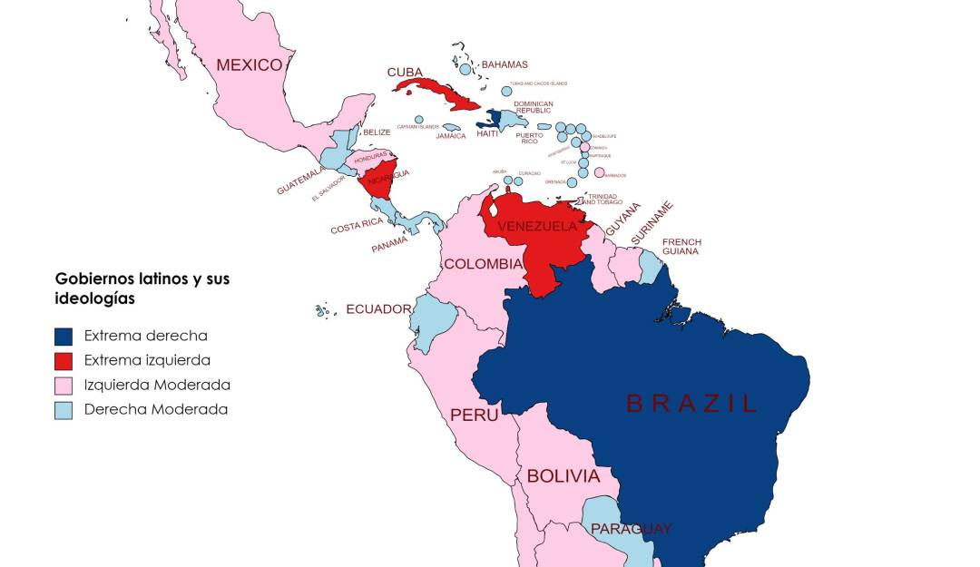 Así está el ‘mapa ideológico’ de América Latina tras la posesión de Gustavo Petro. Foto: Caracol Radio. Así está el ‘mapa ideológico’ de América Latina tras la posesión de Gustavo Petro. Foto: Caracol Radio.