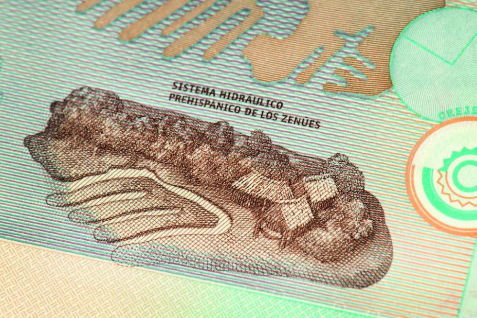 El sistema hidráulico de tribus precolombinas también es objeto de homenaje en este billete. Los canales de La Mojana aparecerán ubicados en la parte inferior central. El sistema hidráulico de tribus precolombinas también es objeto de homenaje en este billete. Los canales de La Mojana aparecerán ubicados en la parte inferior central.