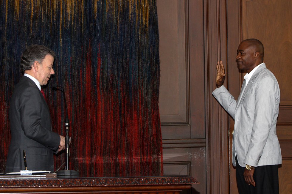 Ubaldo Duany, técnico de Caterine, también fue homenajeado por el presidente Santos. Ubaldo Duany, técnico de Caterine, también fue homenajeado por el presidente Santos.