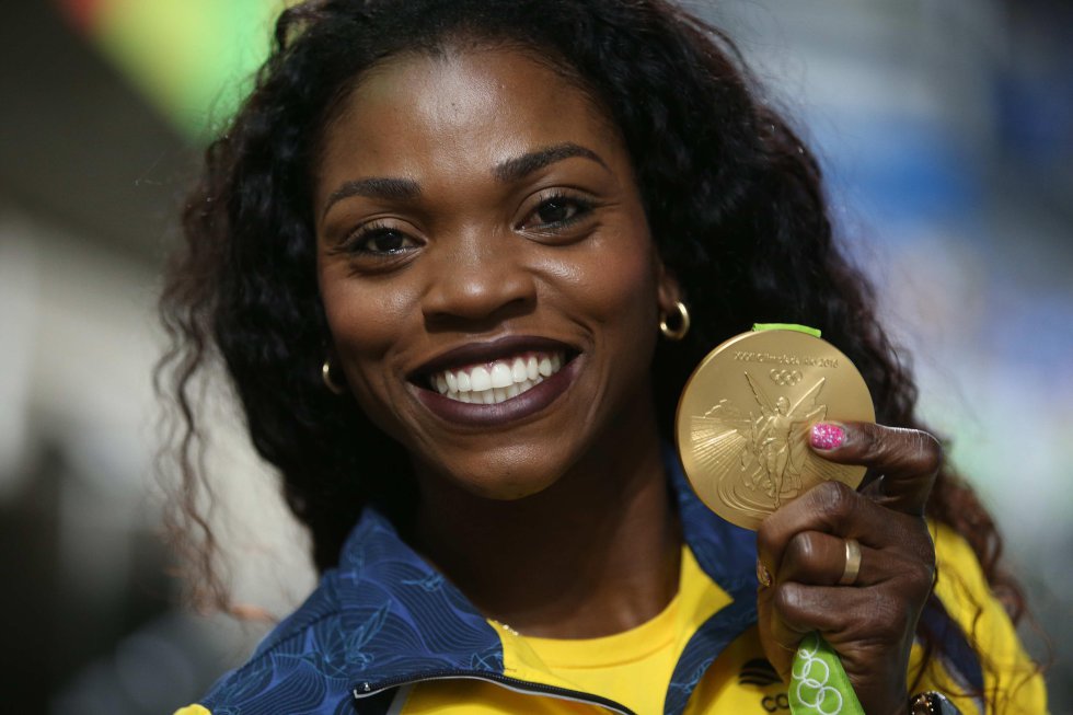 Caterine Ibargüen: Primera medalla de oro para Colombia en el atletismo en Juegos Olímpicos. Caterine Ibargüen: Primera medalla de oro para Colombia en el atletismo en Juegos Olímpicos.