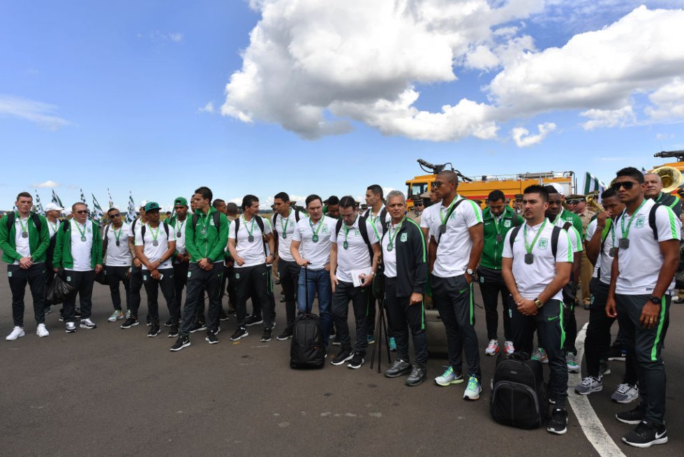 La delegación de Atlético Nacional tras su llegada a Chapecó. La delegación de Atlético Nacional tras su llegada a Chapecó.