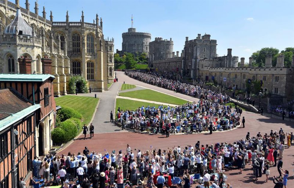 La ruta de la procesión de carruajes dentro del recinto del Castillo de Windsor durante la ceremonia de boda real del Príncipe Harry y Meghan Markle de Gran Bretaña La ruta de la procesión de carruajes dentro del recinto del Castillo de Windsor durante la ceremonia de boda real del Príncipe Harry y Meghan Markle de Gran Bretaña