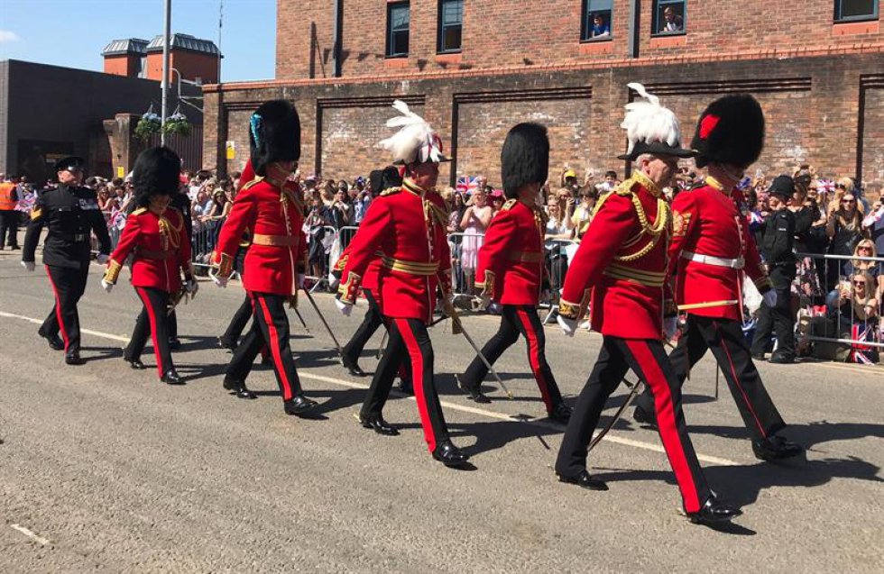 Foto del Ministerio de Defensa británico que muestra al personal militar superior, al mando de los procedimientos militares antes de la boda real. Foto del Ministerio de Defensa británico que muestra al personal militar superior, al mando de los procedimientos militares antes de la boda real.