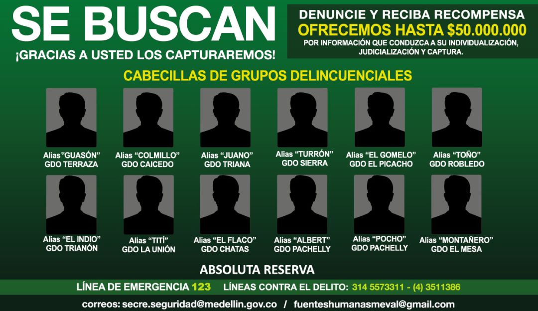 Sin Foto Autoridades Publicaron Nuevo Cartel De Los Más Buscados Medellín Caracol Radio 3468