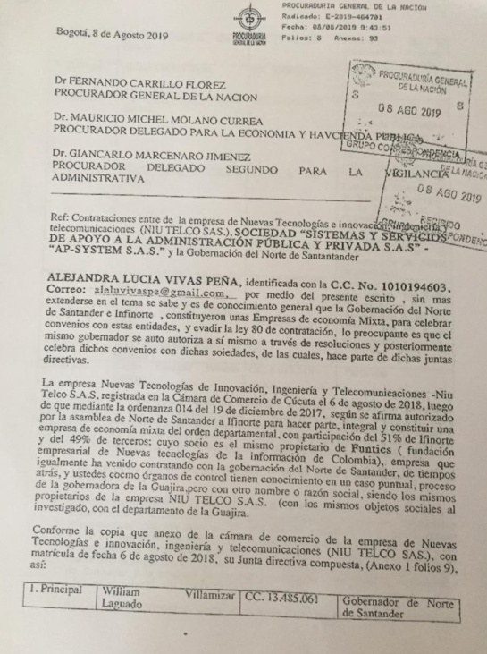 Investigación por contrataciones: Piden investigar al gobernador de N. de Santander por líos de contratación