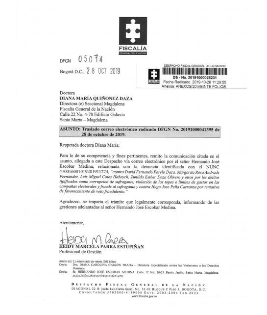 David Fernando Farelo Rosa Andrade Fernández: Alcalde electo de Ariguaní y exgobernador del Magdalena en mira de Fiscalía