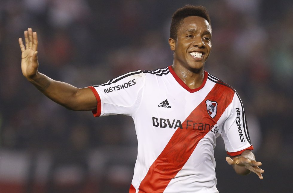 Estuvo entre el 2013 y 2014 con River Plate. tiempo en el cual se ganó un puesto como titular, llegando a jugar 33 partidos y a marcar 8 goles. Fue campeón en el Toneo Clausura 2014. Estuvo entre el 2013 y 2014 con River Plate. tiempo en el cual se ganó un puesto como titular, llegando a jugar 33 partidos y a marcar 8 goles. Fue campeón en el Toneo Clausura 2014.