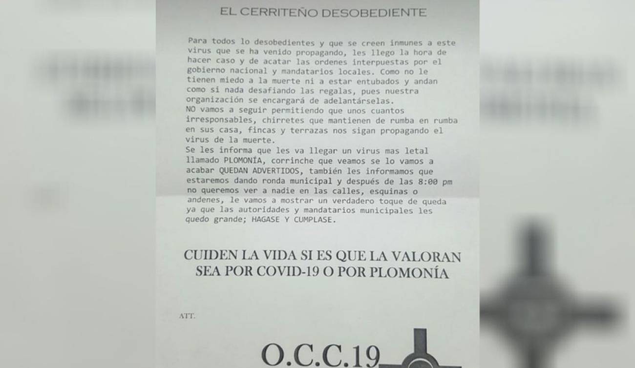 Panfletos con amenazas: Amenazas de muerte a quienes incumplan el ...