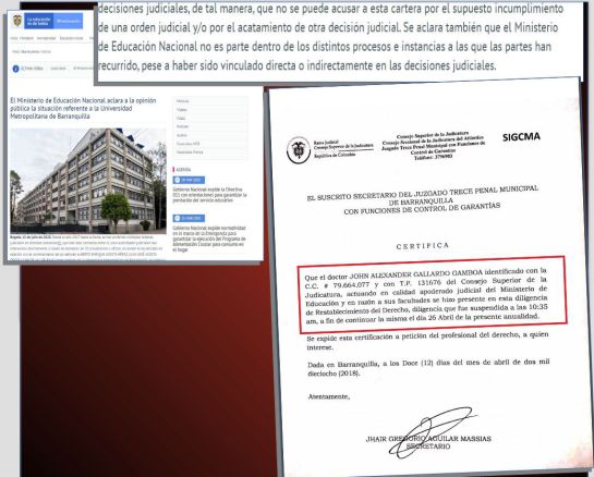 Ministerio de Educación favorecimientos: MinEducación sí sabía sobre procesos en la Universidad Metropolitana