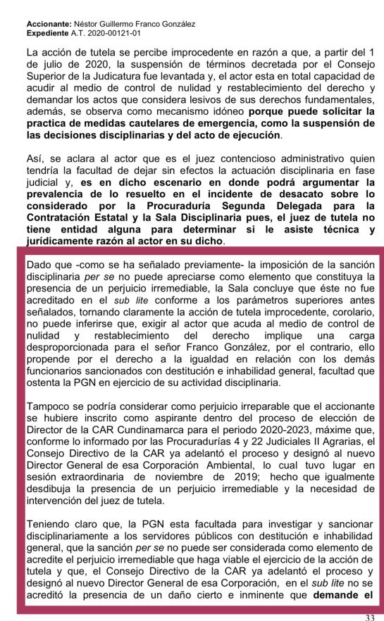 Destituciones políticas: En firme queda destitución por 10 años al exDirector de la CAR Cundinamarca