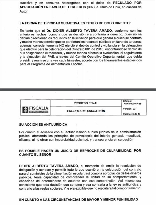 Corrupción PAE: A juicio exgobernador Didier Tavera por presunta corrupción en el PAE