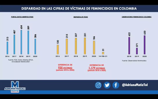 Advierten por inconsistencias en las cifras sobre feminicidios en Colombia