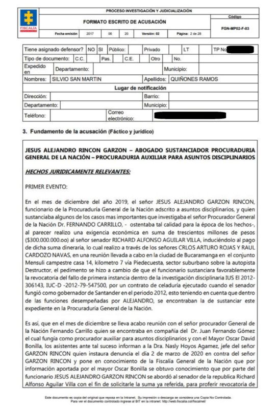 A juicio exfuncionario de la Procuraduría señalado de exigir coimas