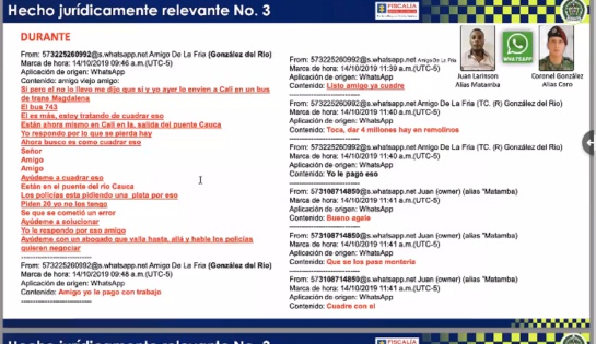 Los chats del coronel (r) Robinson González Del Río