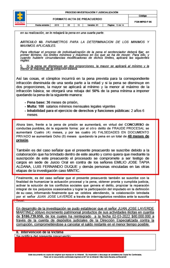 Preacuerdo firmado entre el empresario Juan José Laverde y la Fiscalía por el escándalo Centros Poblados