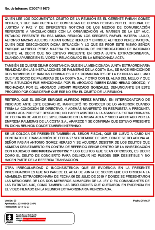 Informe del CTI pide abrir la investigación en contra de empresarios salpicados por exparamilitares