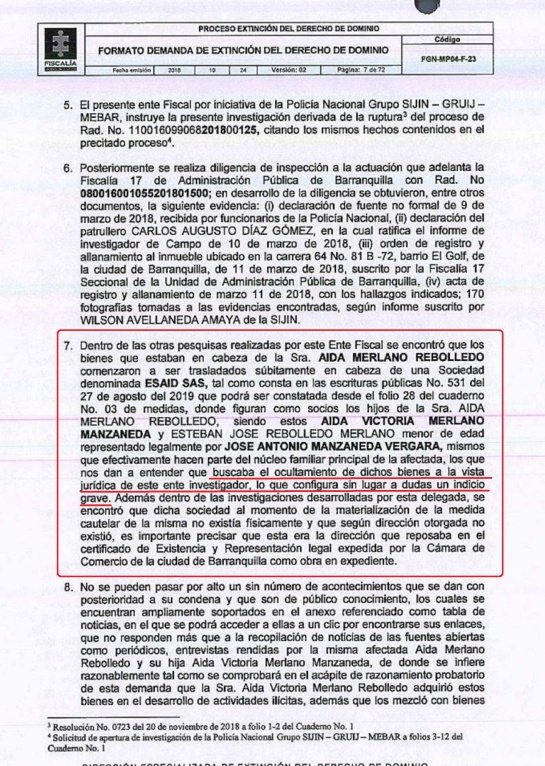 La demanda de extinción de dominio que involucra a la'influencer' Aida Victoria Merlano Manzaneda